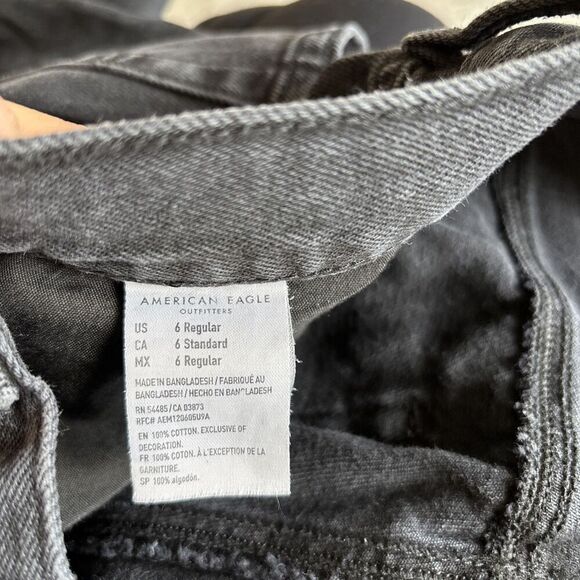 American Eagle Jeans AE Ripped 90’s Boyfriend SZ 6 Regular Women’s Black - Picture 7 of 10